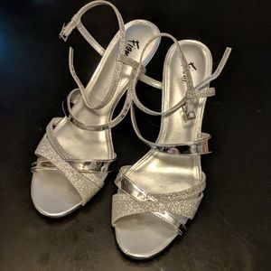 Silver wedding shoes
